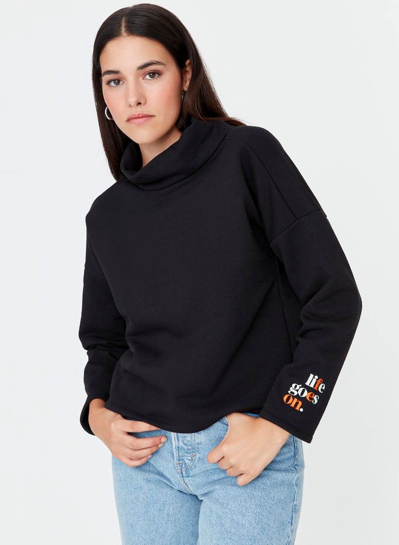 Embroidered Sleeve Sweatshirt