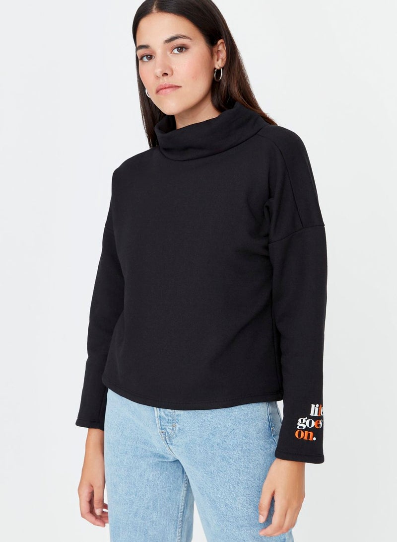 Embroidered Sleeve Sweatshirt