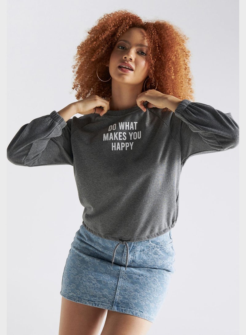 Printed Crew Neck Sweatshirt