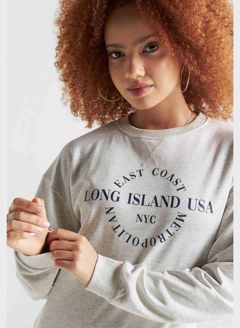 Printed Crew Neck Sweatshirt