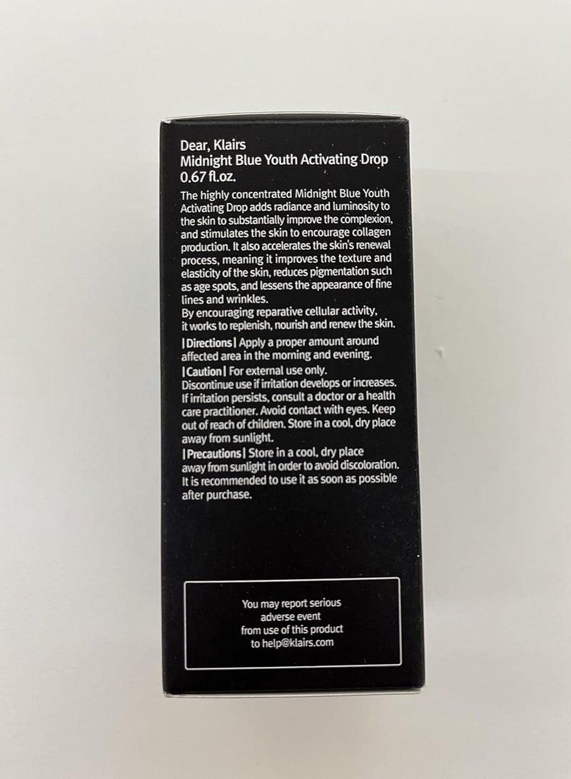 Midnight Blue Youth Activating Drop 20 ml, 100% Authentic from Klairs