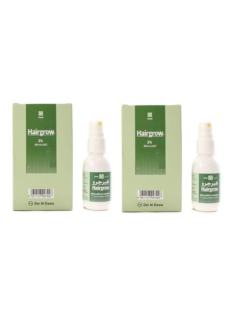 Dar Al Dawa Hairgrow 2 % Minoxidil 2 Months Supply (2 Bottles X 50Ml)