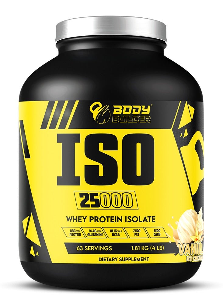 Body Builder ISO 25000, Lean Muscles Growth, Rapid absorption of protein, Support Recovery, Vanilla Ice Cream Flavor, 4 Lbs