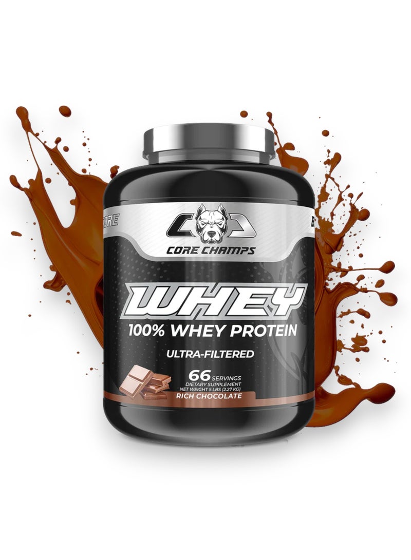 Whey, 100% Whey Protein Ultrafiltrated,  Rich Chocolate Flavour, 5 Lbs