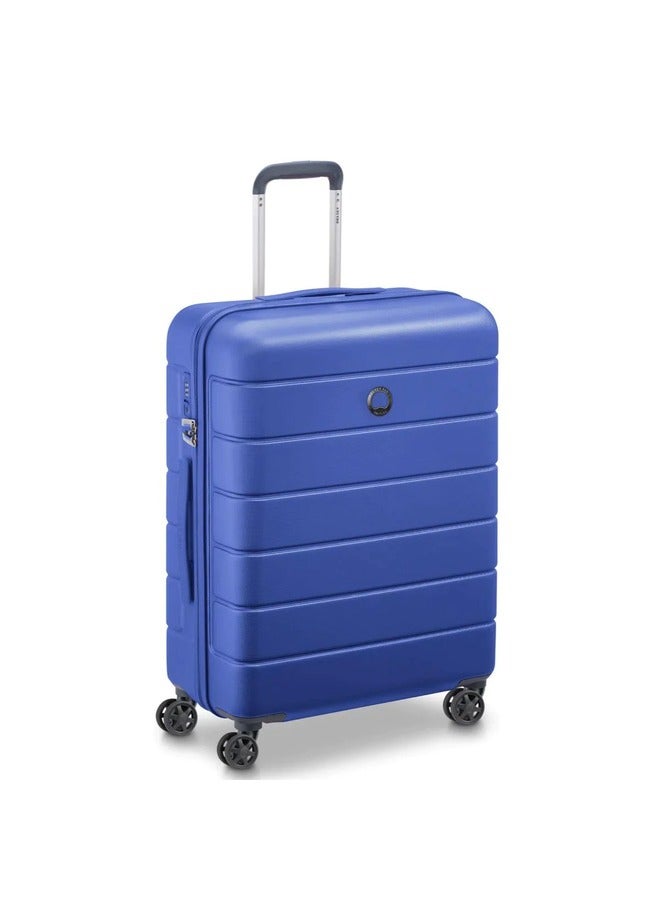 Delsey Lagos 2Piece SET 55+76cm Hardcase 4 Double Wheel Cabin & Check-In Luggage Trolley Deep Blue
