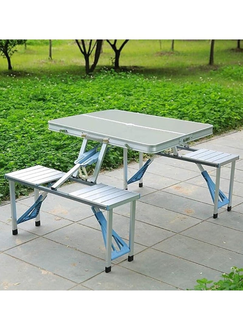 Suitcase Folding Table And 4 Chair Set Aluminum Folding Camping Table Picnic Table 85X72CM