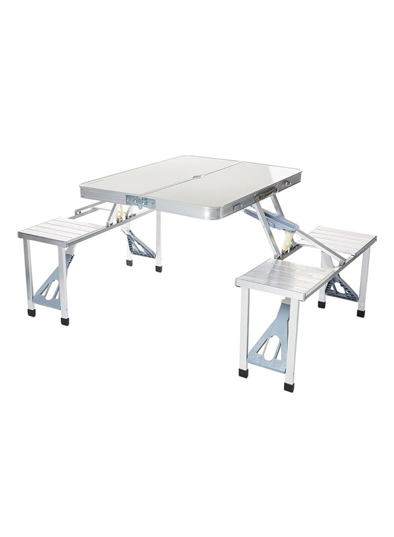 Suitcase Folding Table And 4 Chair Set Aluminum Folding Camping Table Picnic Table 85X72CM
