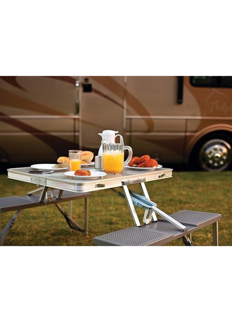 Suitcase Folding Table And 4 Chair Set Aluminum Folding Camping Table Picnic Table 85X72CM