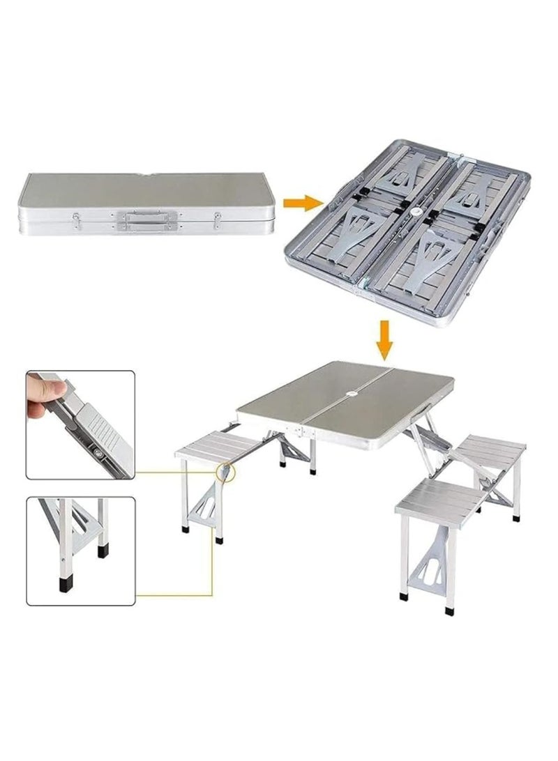 Suitcase Folding Table And 4 Chair Set Aluminum Folding Camping Table Picnic Table 85X72CM