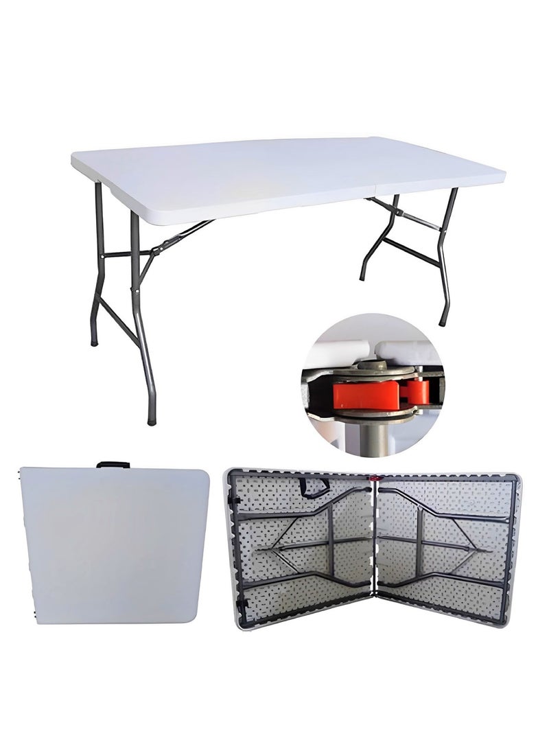 Heavy Duty Foldable Table Ideal For Crafts, Outdoor Events, Picnic Table, BBQ Party, Camping Table, Convenient to Carry With Handle, Lightweight, Portable Table 152X70X74CM Folding Table