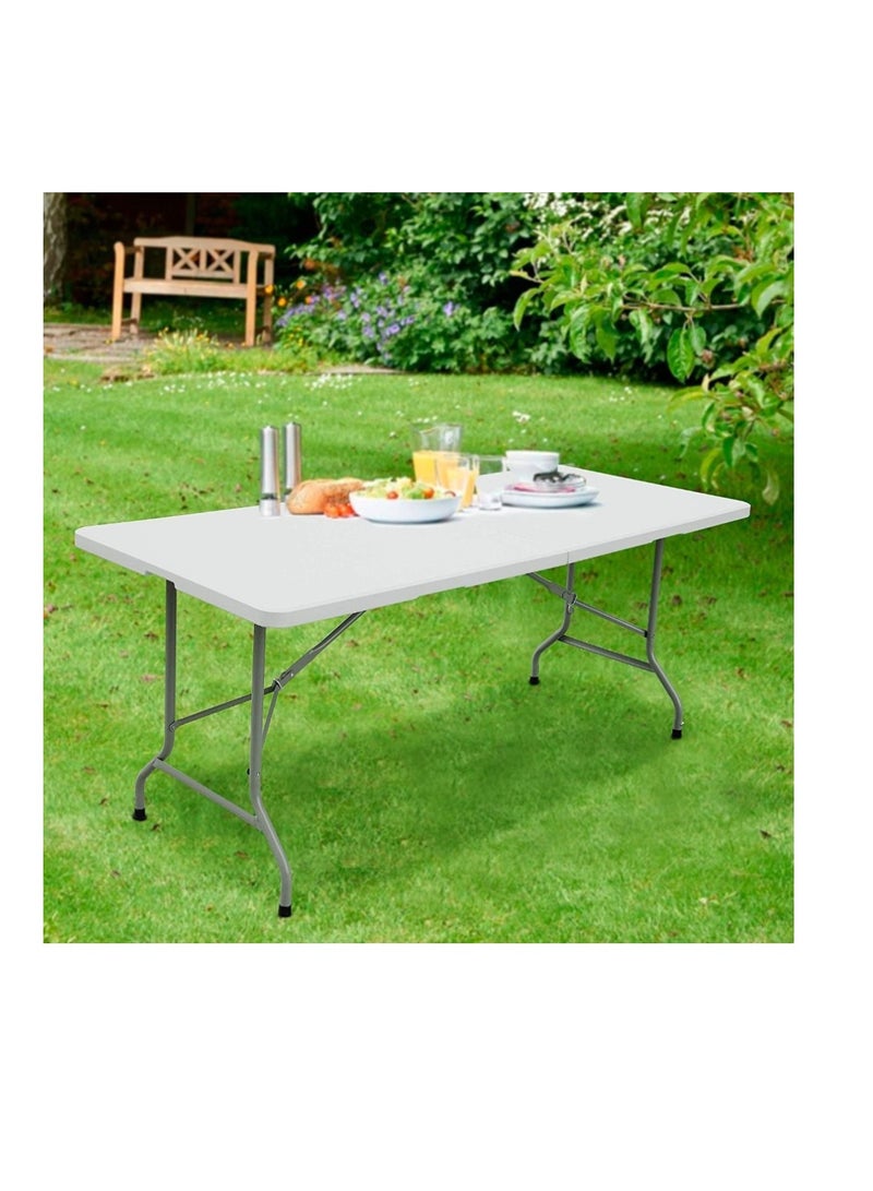 Heavy Duty Foldable Table Ideal For Crafts, Outdoor Events, Picnic Table, BBQ Party, Camping Table, Convenient to Carry With Handle, Lightweight, Portable Table 152X70X74CM Folding Table