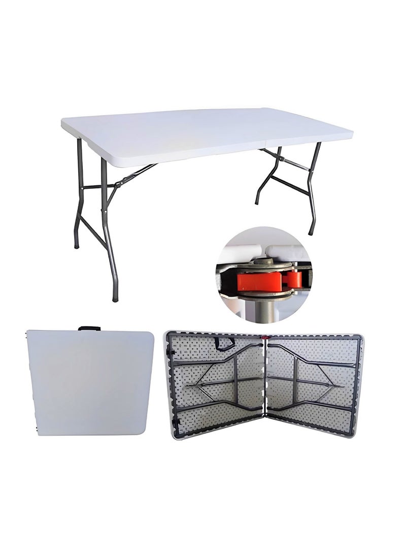 Heavy Duty Foldable Table Ideal For Crafts, Outdoor Events, Picnic Table, BBQ Party, Camping Table, Convenient to Carry With Handle, Lightweight, Portable Table 122X60X74CM Folding Table