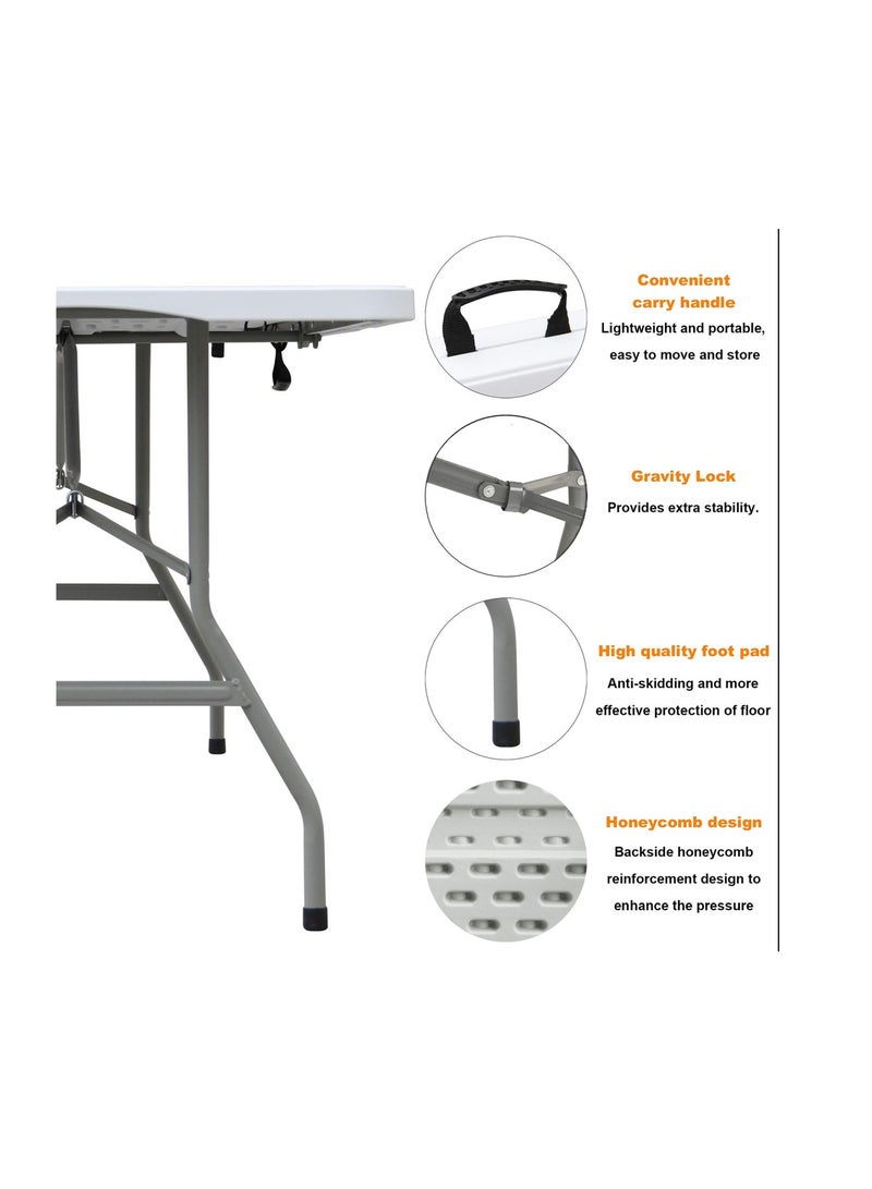 Heavy Duty Foldable Table Ideal For Crafts, Outdoor Events, Picnic Table, BBQ Party, Camping Table, Convenient to Carry With Handle, Lightweight, Portable Table 122X60X74CM Folding Table