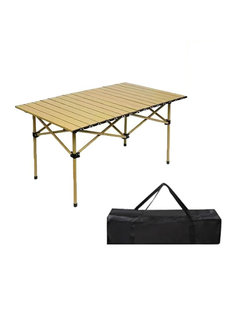 Folding Camping Table With Carry Bag Foldable Roll Up Portable Table Large Carbon Steel Waterproof Table For Outdoor Camping Picnic Backpacking Beach BBQ Cooking Garden 95X55X50CM