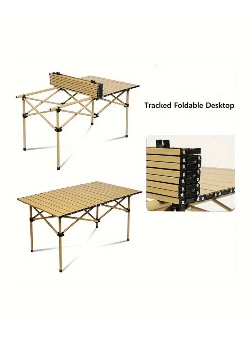 Folding Camping Table With Carry Bag Foldable Roll Up Portable Table Large Carbon Steel Waterproof Table For Outdoor Camping Picnic Backpacking Beach BBQ Cooking Garden 95X55X50CM