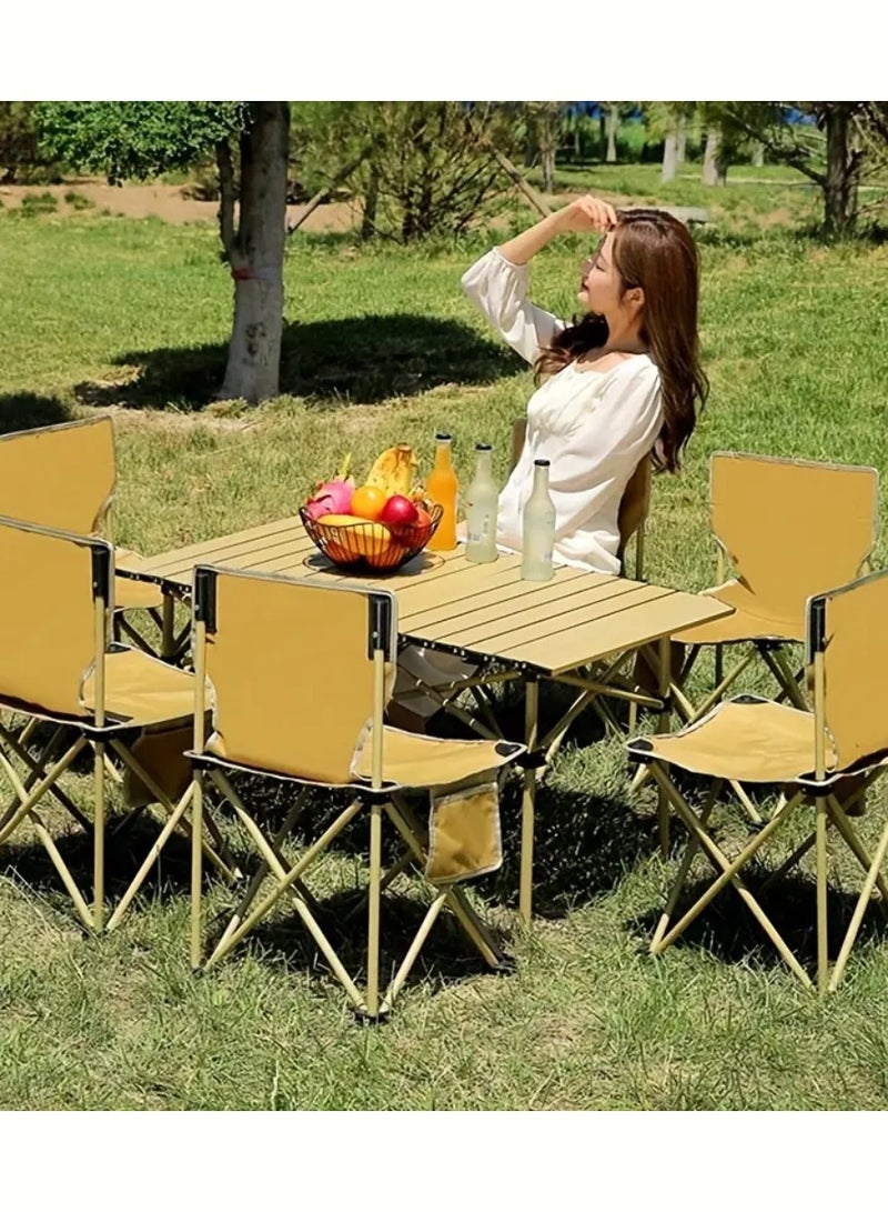 Folding Camping Table With Carry Bag Foldable Roll Up Portable Table Large Carbon Steel Waterproof Table For Outdoor Camping Picnic Backpacking Beach BBQ Cooking Garden 95X55X50CM