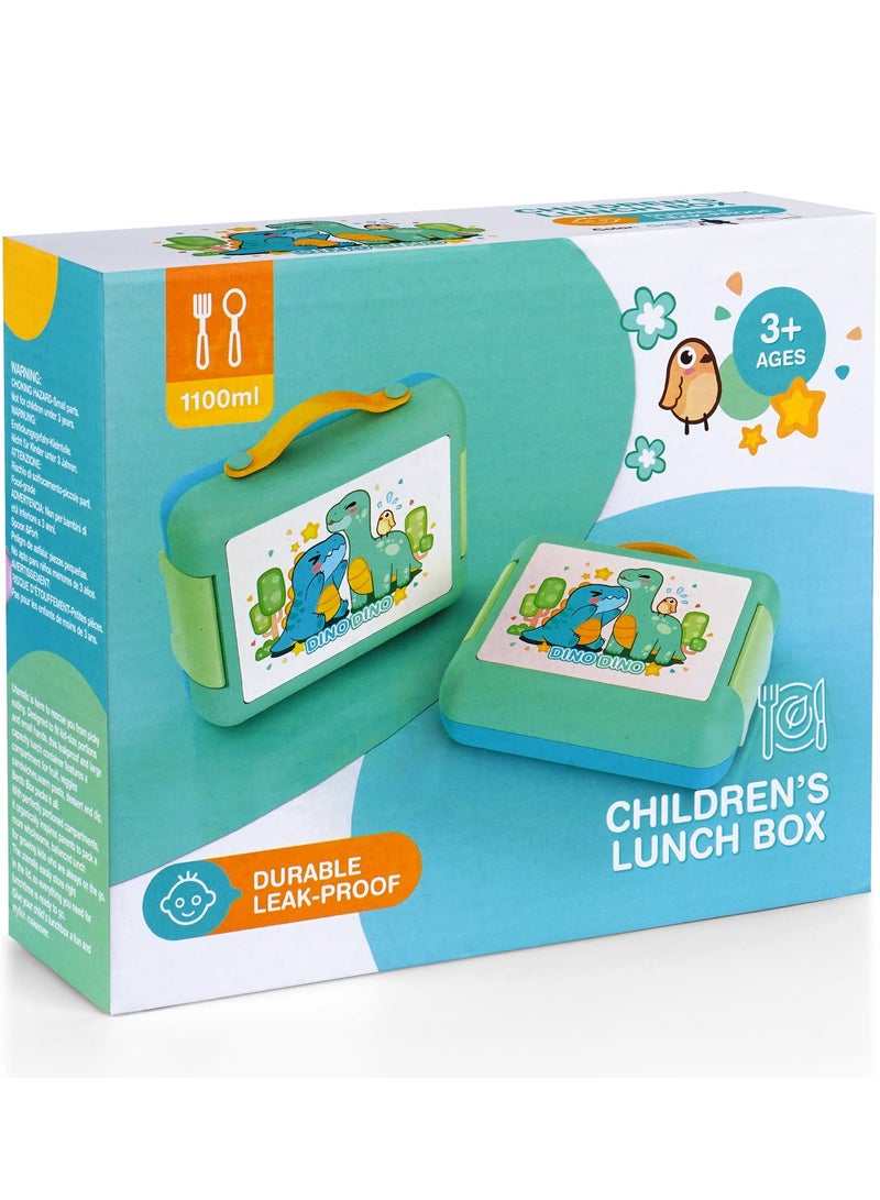 Kids Bento Box, Leak-Proof, 4-Compartment Bento-Style Lunch Box, Perfect Portion Sizes for Ages 3 to 10 - BPA-Free, Portable Handle, Dishwasher Safe, Food-Safe Materials, Tiffany Green