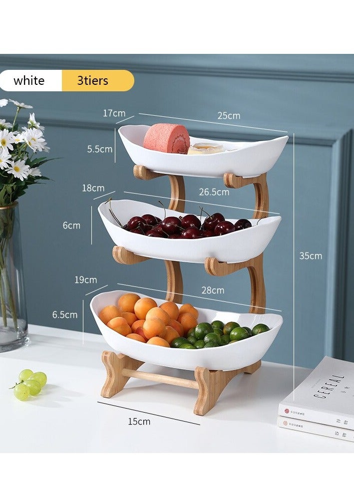 Plates Dinnerware Kitchen Fruit Bowl With Floors, long lasting elegant fruit storage bowls, Luxury Serving Snack Table Plates Serve Dessert Trays for fruits and vegetables White