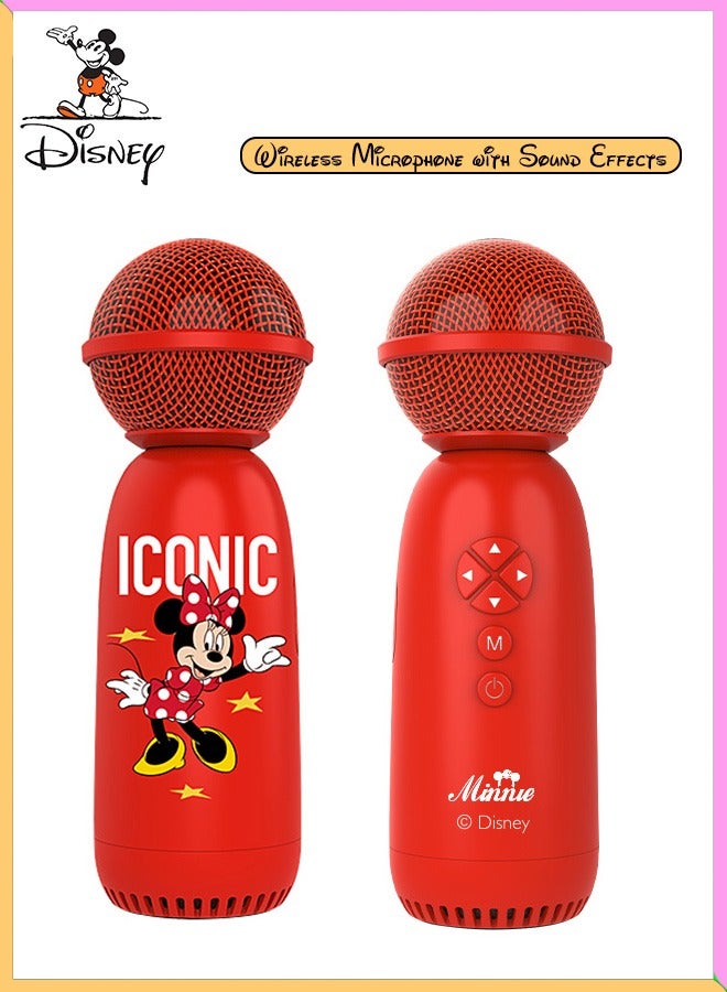 Disney Minnie Mouse Microphone Bluetooth Speaker Large Volume Karaoke Audio Player Household Outdoor