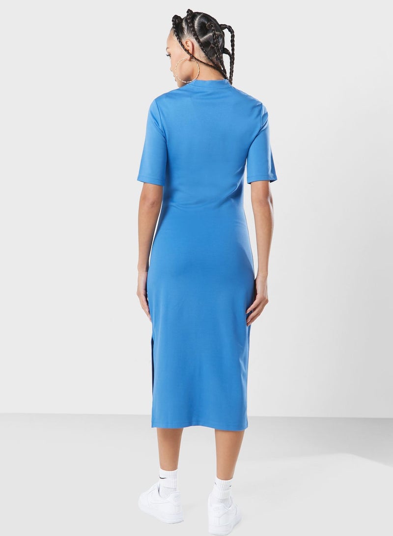 Blue Knit Midi Dress