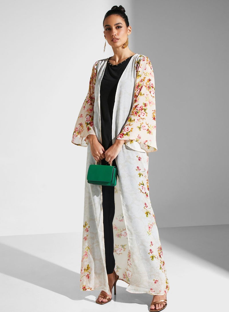 Floral Printed Longline Kimono