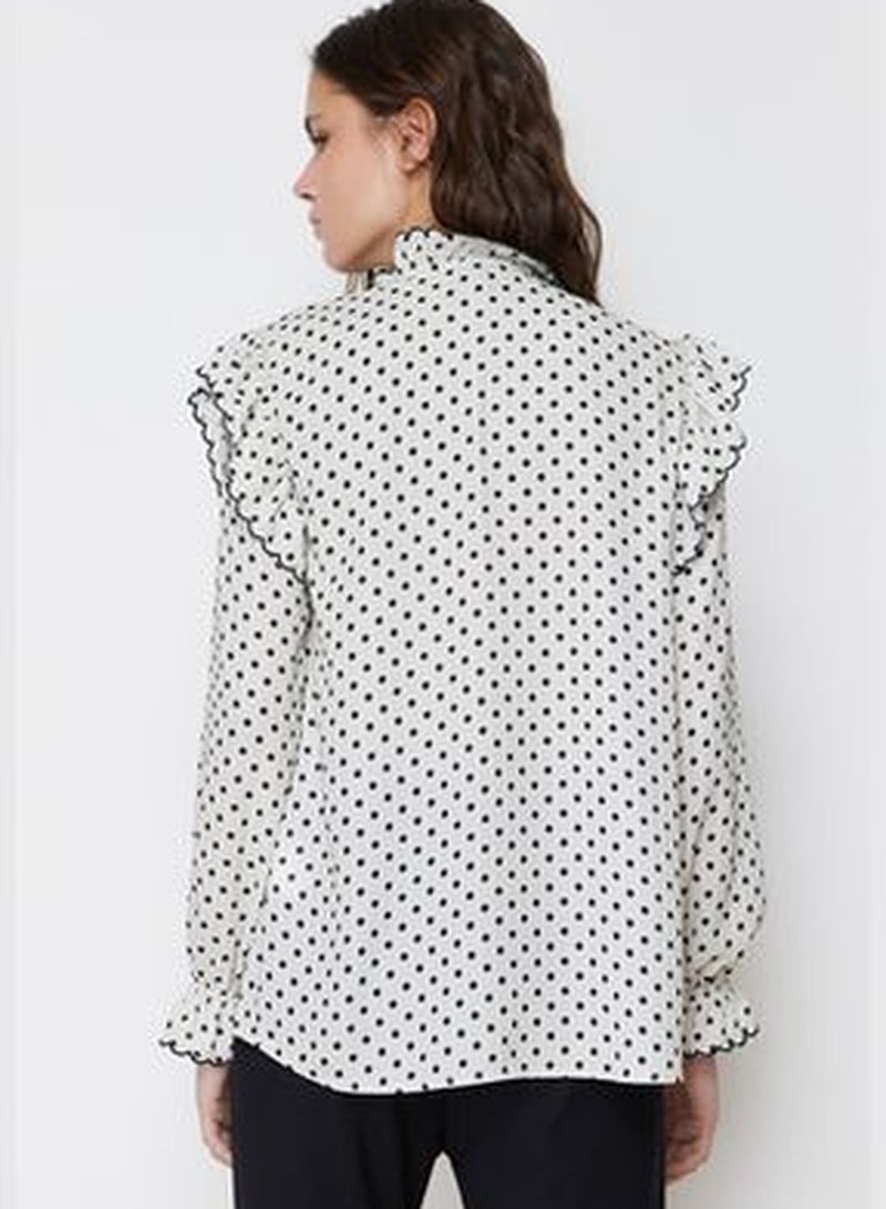 Stone Woven Polka Dot Chiffon Shirt TCTSS24TG00012