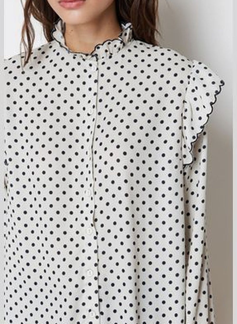 Stone Woven Polka Dot Chiffon Shirt TCTSS24TG00012