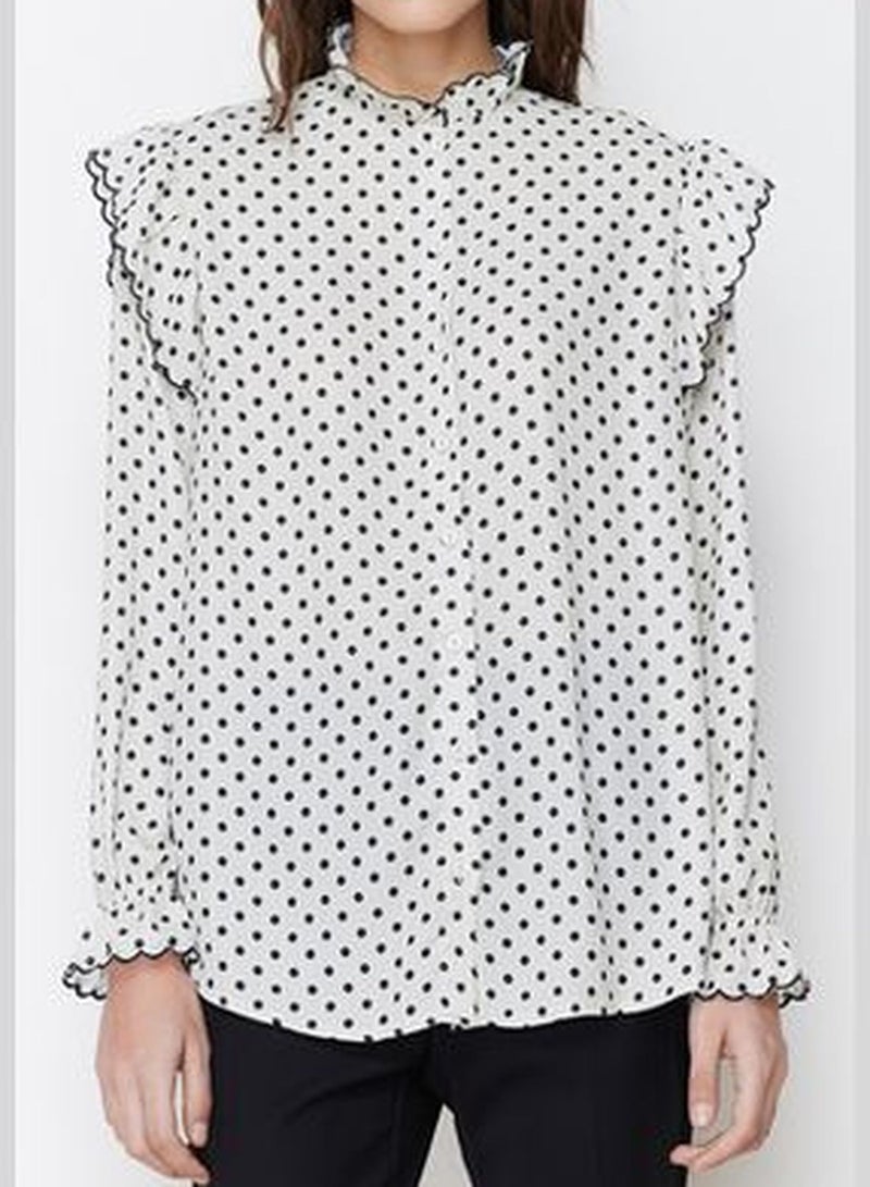 Stone Woven Polka Dot Chiffon Shirt TCTSS24TG00012