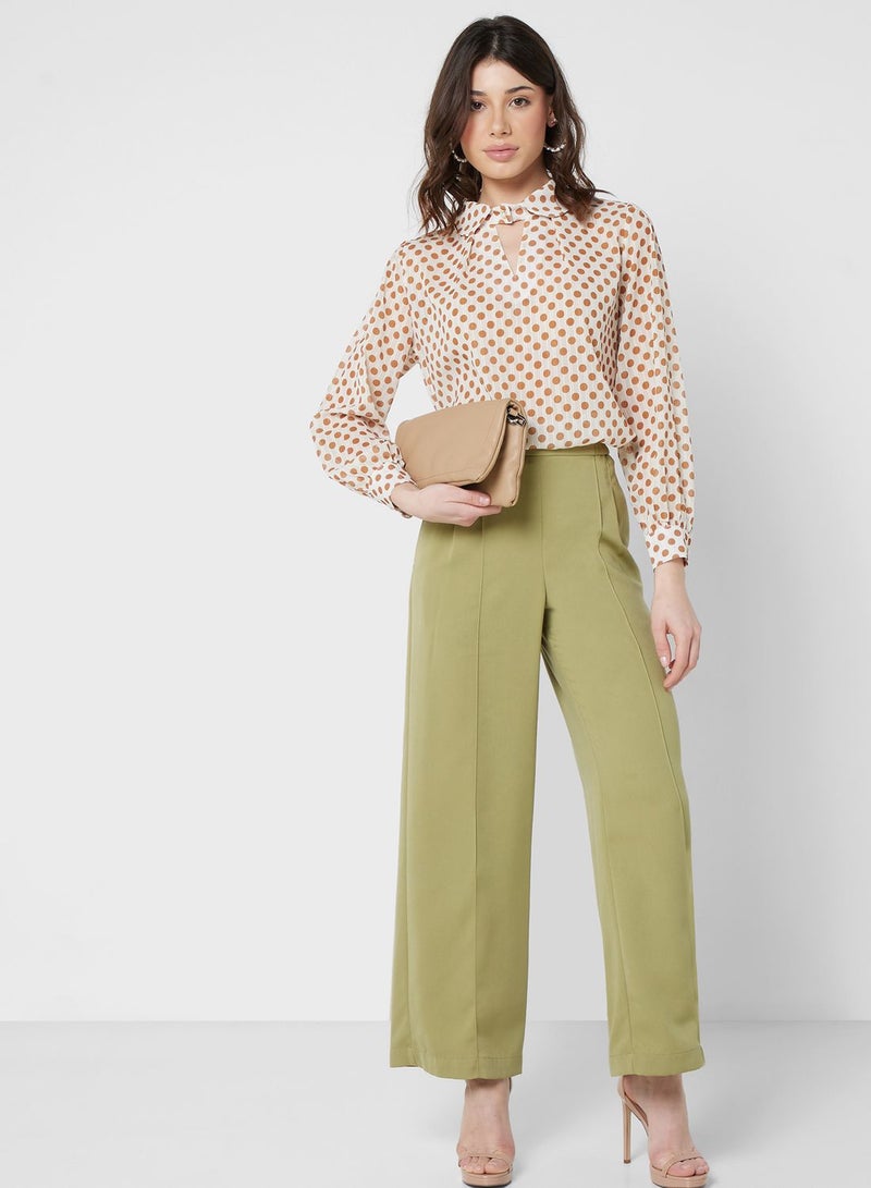 Dot Printed Collar Blouse