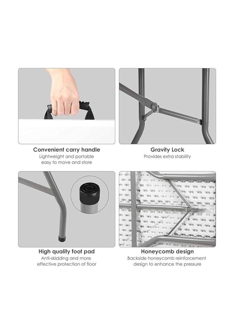 Heavy Duty Foldable Table Ideal For Crafts, Outdoor Events, Picnic Table, BBQ Party, Camping Table, Convenient to Carry With Handle, Lightweight, Portable Table 180X74X74CM Folding Table