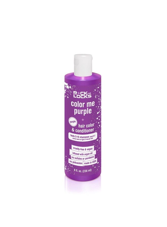 Rock The Locks Rock The Locks Hair Color And Conditioner (All In One Bottle) Bright Purple Color Argan Oil To Promote Shine And Strength 8 Fl Oz (Pack Of 1)