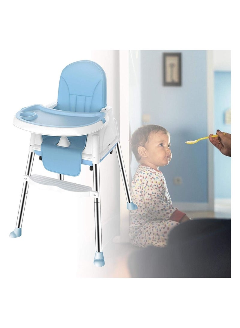 3 In 1 Convertible High Chair For Kids With Adjustable Height And Footrest Baby Toddler Feeding Booster Seat With Tray Wheels Safety Belt And Cushion For 6 Months To 3 Years
