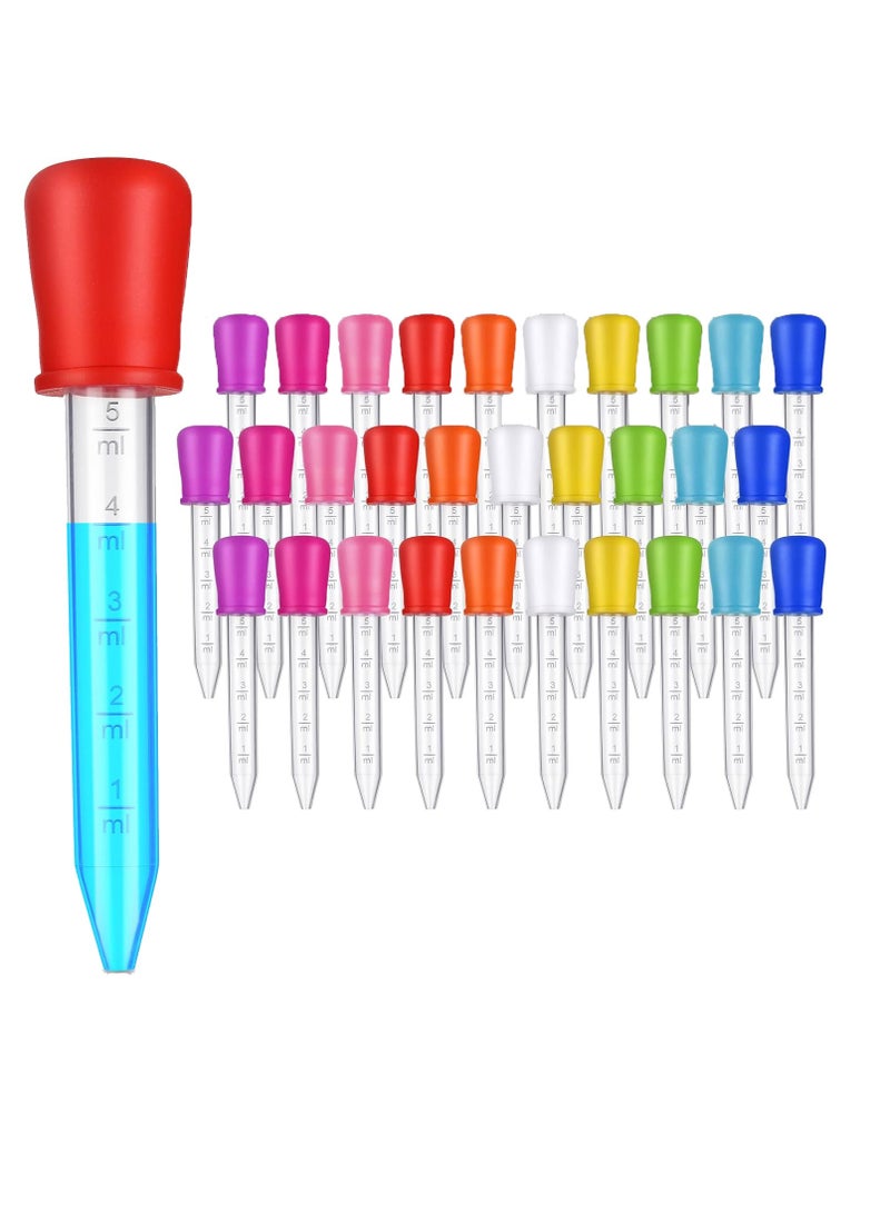 60PCS Liquid Droppers with a Clean Brush, 5ml Silicone and Plastic Pipettes Transfer Eyedropper with Bulb Tip