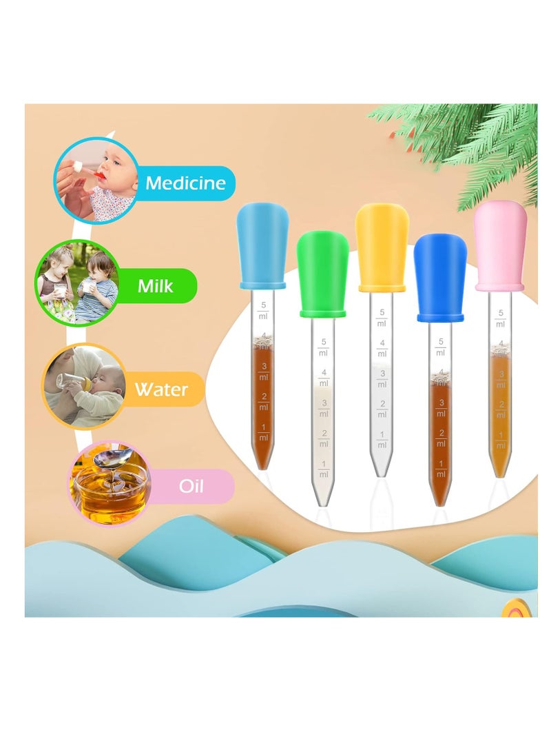 60PCS Liquid Droppers with a Clean Brush, 5ml Silicone and Plastic Pipettes Transfer Eyedropper with Bulb Tip