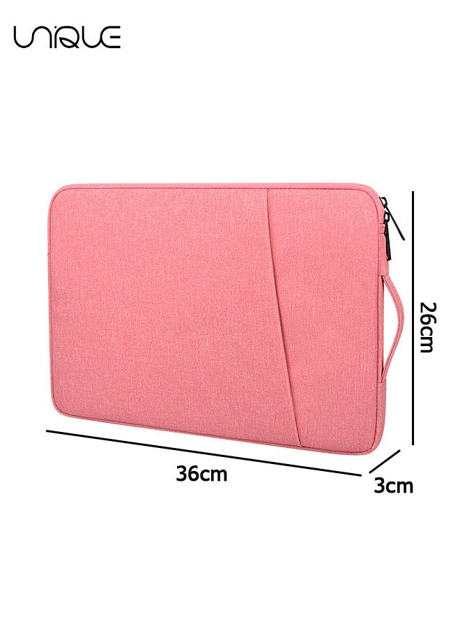 13.3 inch Laptop Sleeve Bag Compatible with MacBook Air Mac Pro M1 Surface Lenovo Dell HP Computer Bag Accessories Polyester Case with Pocket - Pink