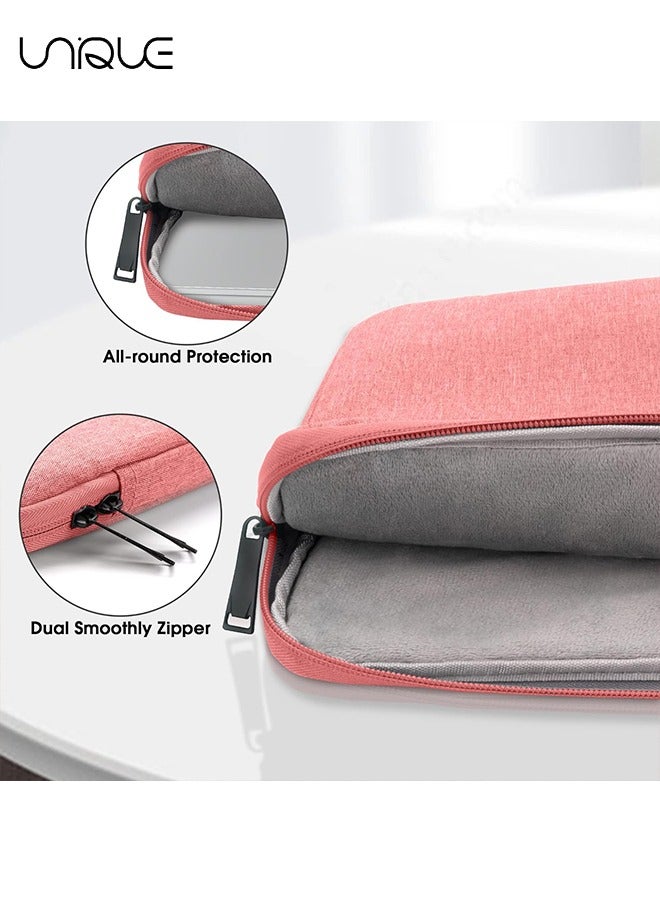 13.3 inch Laptop Sleeve Bag Compatible with MacBook Air Mac Pro M1 Surface Lenovo Dell HP Computer Bag Accessories Polyester Case with Pocket - Pink