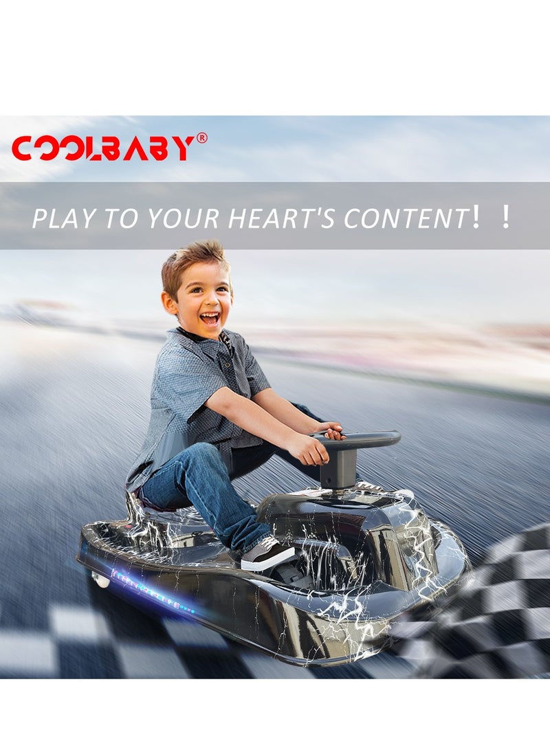 COOLBABY Drift Crazy Cart Electric Scooter with LED Light for Kids Ride On Toy with Helmet Protective Gear DP7D-HSD