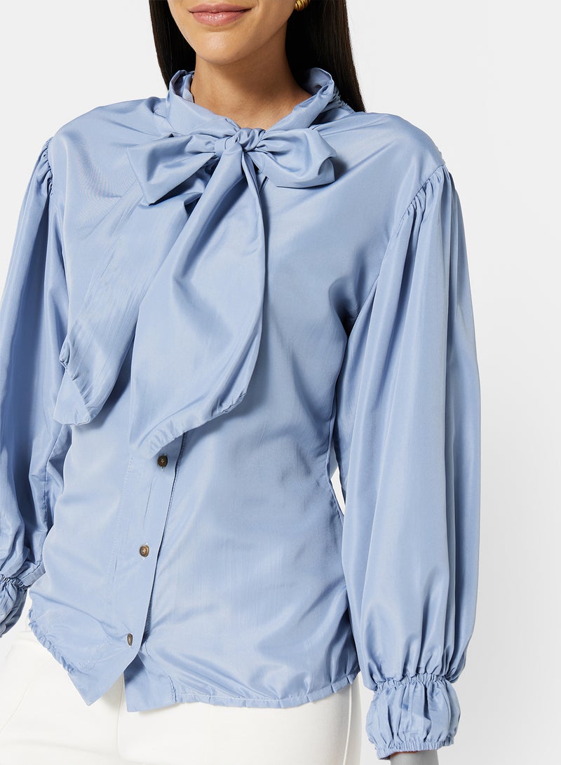 Neck Tie Shirt Blue