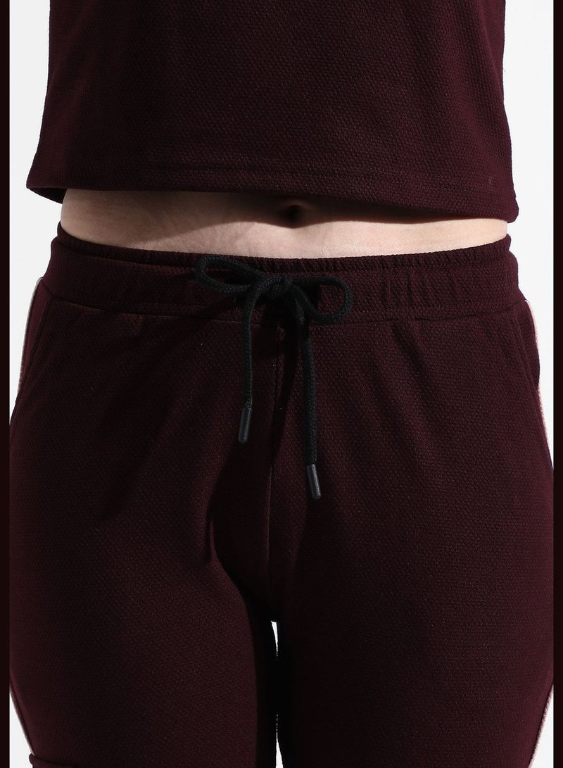 Women's Solid Maroon Regular Fit Co-Ords Set