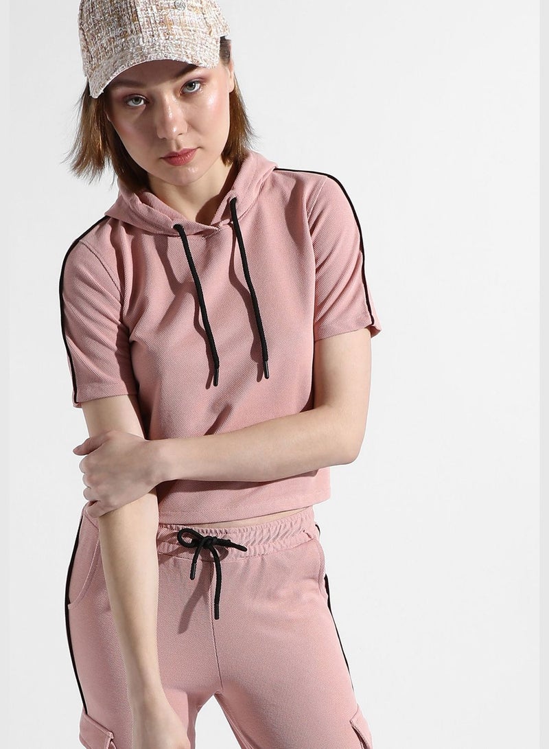Women's Solid Pink Regular Fit Co-Ords Set
