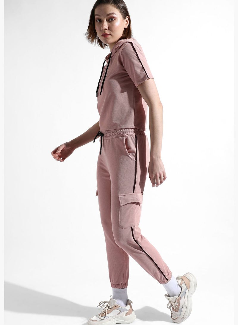 Women's Solid Pink Regular Fit Co-Ords Set