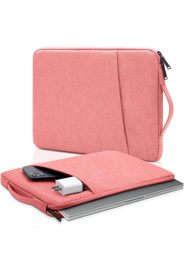 13 inch Laptop Sleeve Bag Compatible with MacBook Air Mac Pro M1 Surface Lenovo Dell HP Computer Bag Accessories Polyester Case with Pocket (Pink)