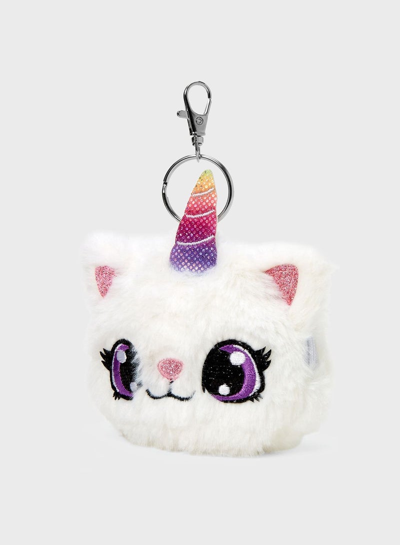 White Caticorn Keychain