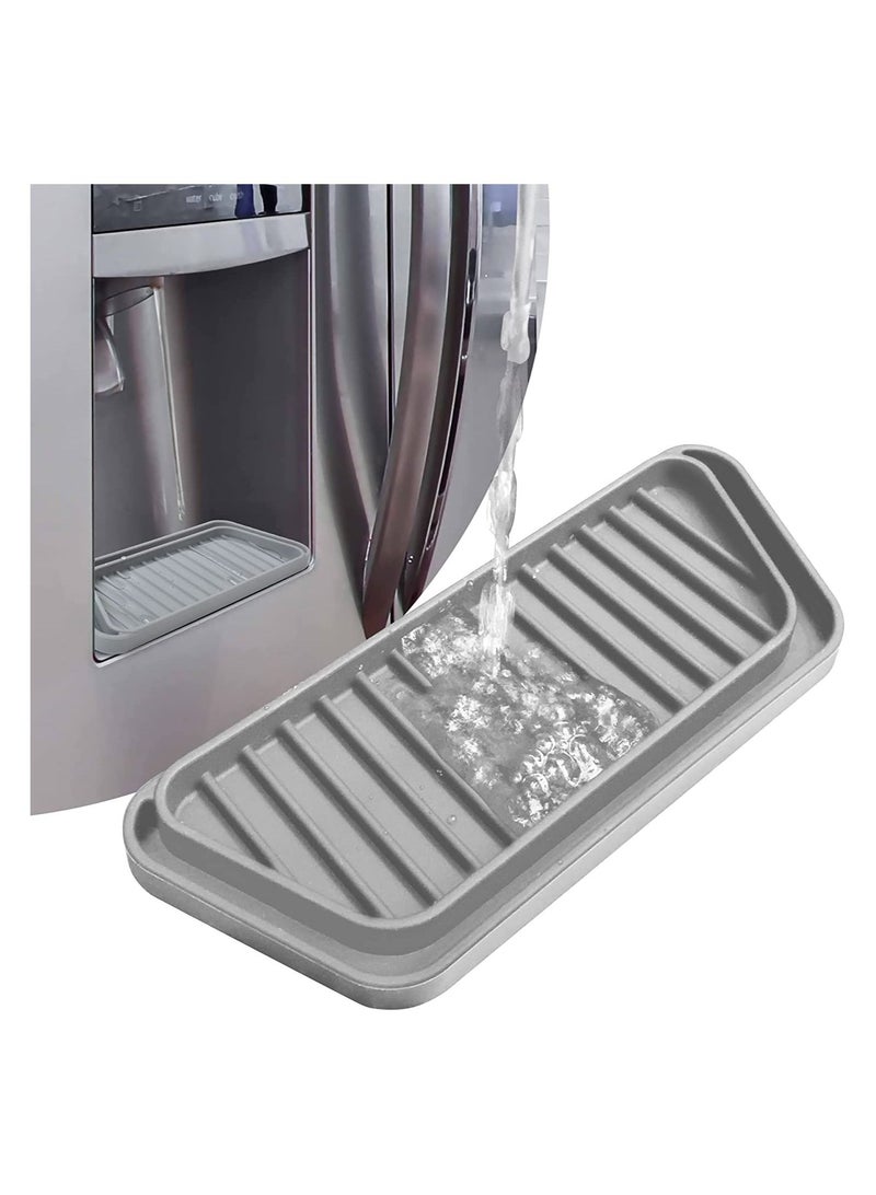 SYOSI Refrigerator Drip Catcher Tray, Protector Ice and Water Dispenser Pan, Fridge Spills Water Pad Catch Basin, for Drainage 2 Pack (Rectangular, Grey)