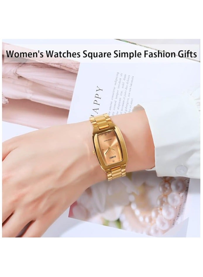 SKMEI Watch for Women Ladies Female Simple Square Stainless Luxury Fashion Small Slim Analog Quartz Waterproof Dress Casual Wrist Watch