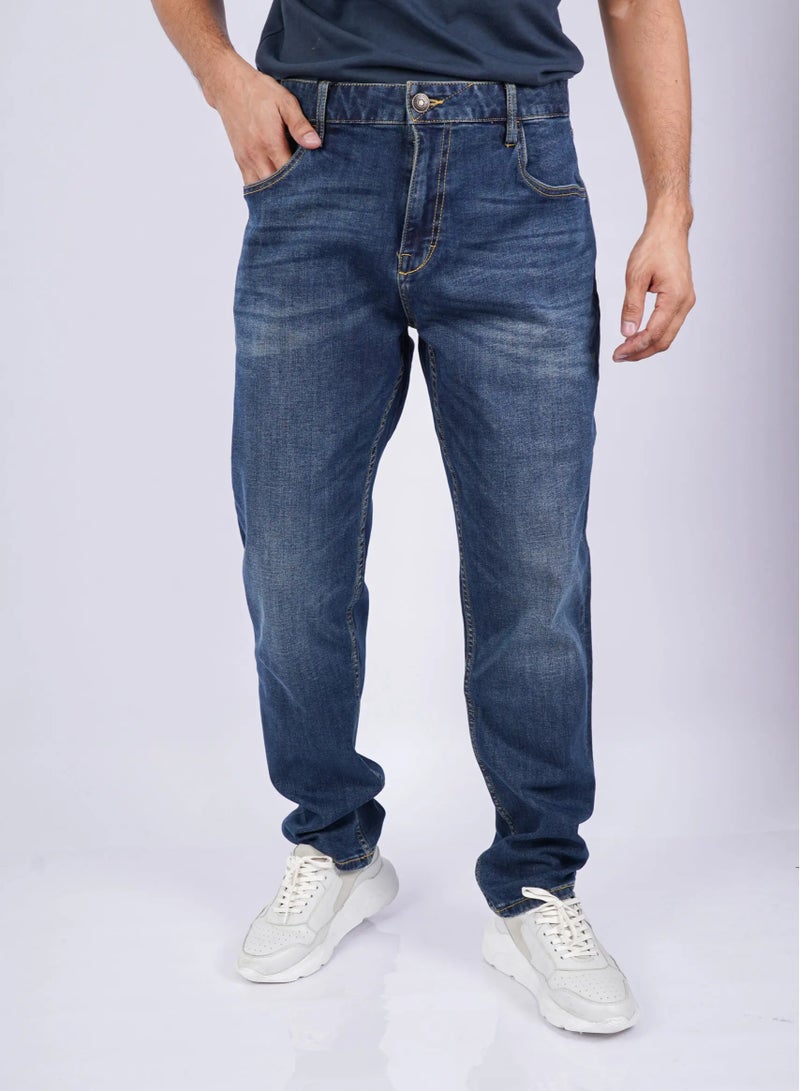 Men’s Shaded Long Sleeves Casual Denim Pants in Blue