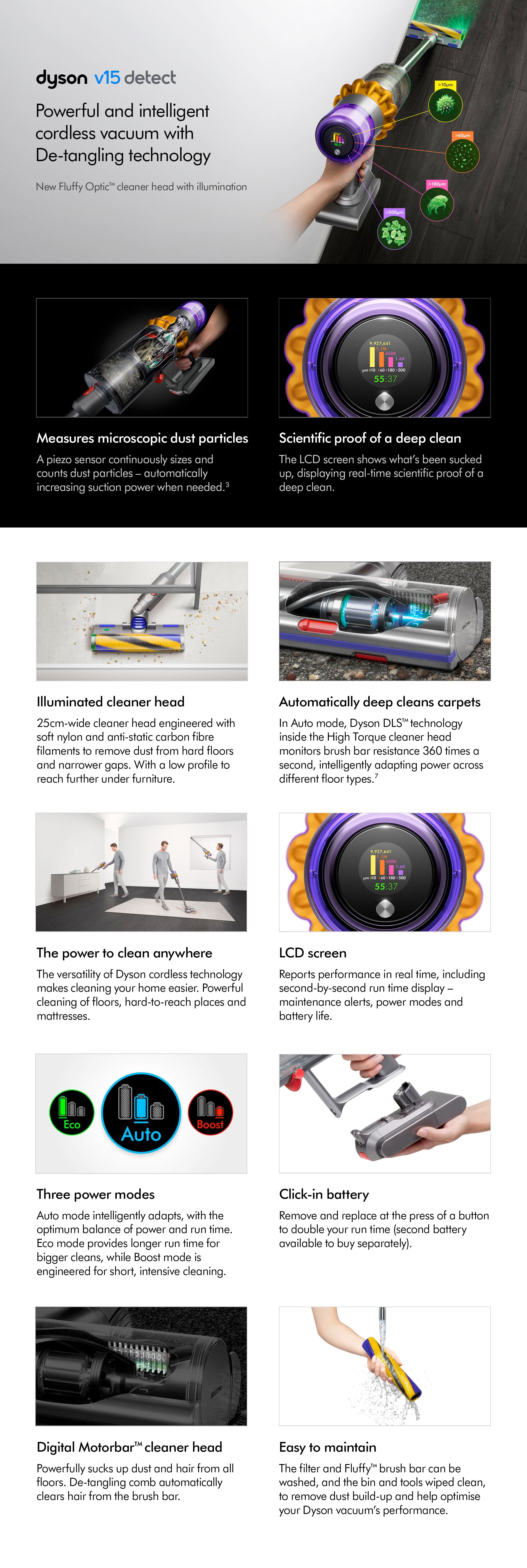 V15 Detect Absolute Cordless Vacuum 660 W SV22 Yellow/Iron/Nickel