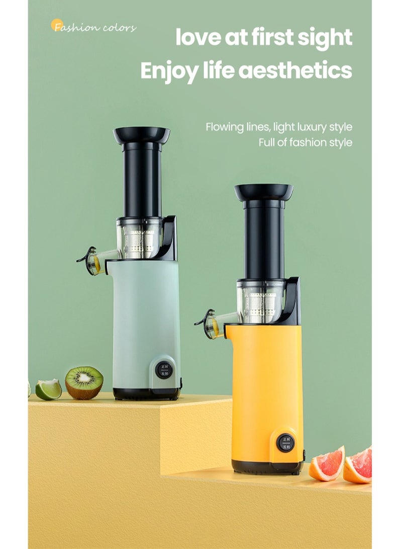 Mini Juicer Compact Slow Juicer Easy to Clean Double Layer Filter with Screw Extrusion Suitable for Home Office Garden Outdoor(Yellow)