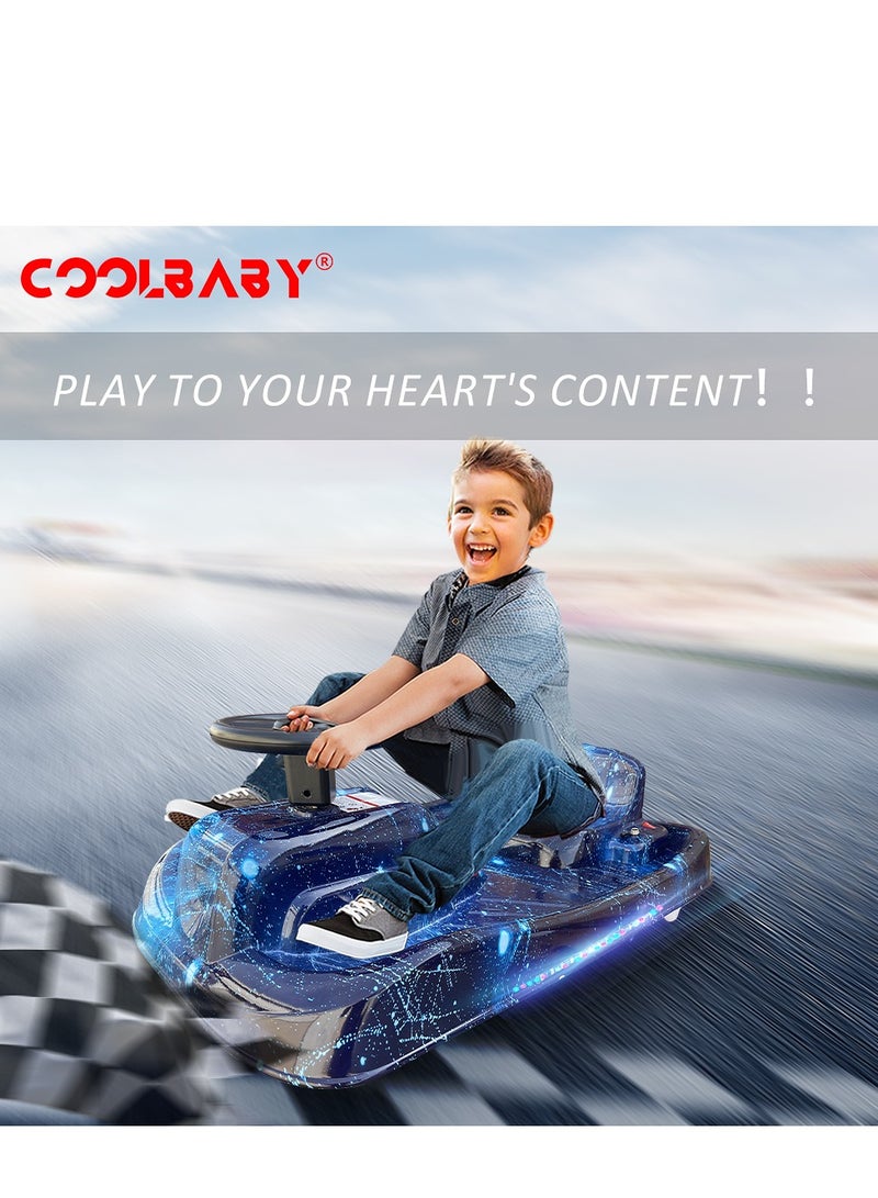 COOLBABY Drift Crazy Cart Electric Scooter with LED Light for Kids Ride On Toy with Helmet Protective Gear DP7D-LXK