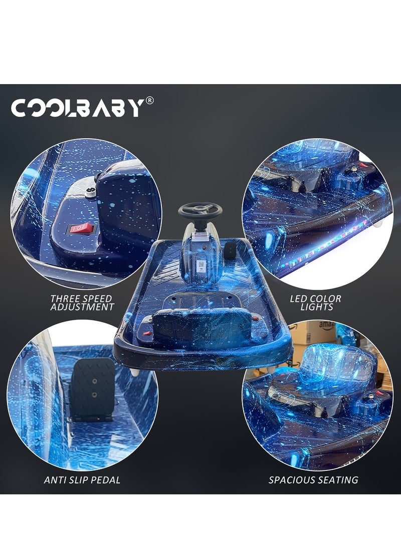 COOLBABY Drift Crazy Cart Electric Scooter with LED Light for Kids Ride On Toy with Helmet Protective Gear DP7D-LXK